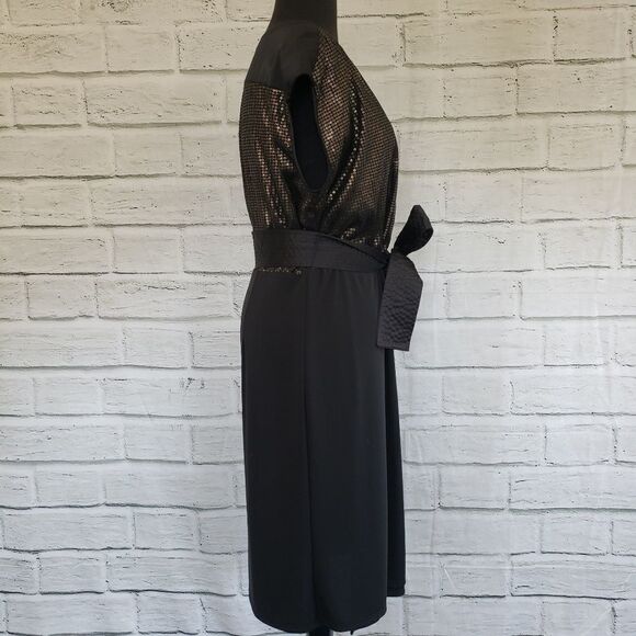 Narcisco rodriguez sequin black dress size Large elegant midi - Picture 5 of 8